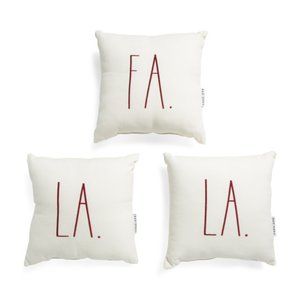 RAE DUNN 12x12 3pk Fa La La Pillows